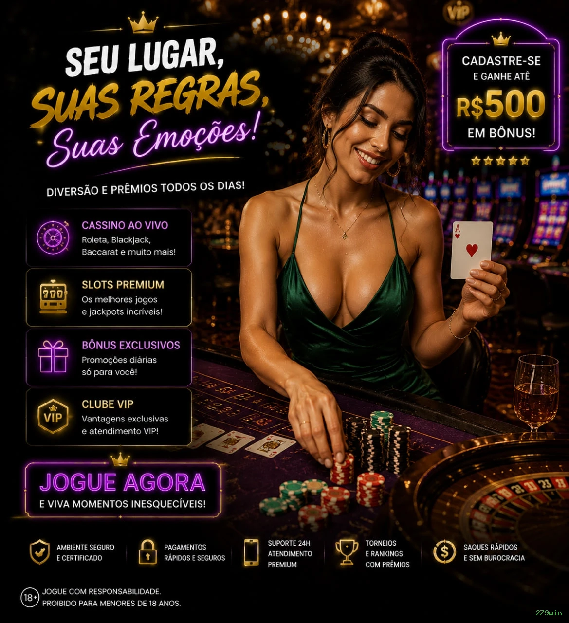 Cassino ao vivo da 279win com dealers reais